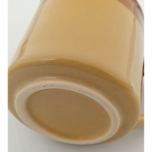 Two-Tone Brown & Tan Dip Glazed Ceramic Coffee Mug with Handle Vintage 3.25" - Picture 12 of 16